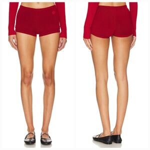 Frankies Bikinis Providence Cloud Knit Short in Red Velvet